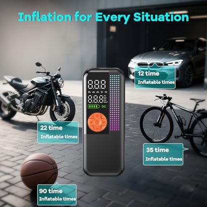150PSI Portable Cordless Tire Inflator Air Compressor (Orange / 6000mAh)