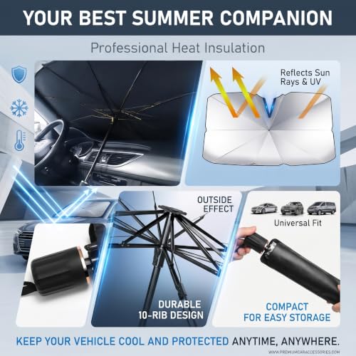 Car Windshield Sun Shade (1 PC / Black & Silver #1)