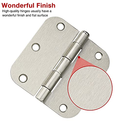 30 Pack Rounded Satin Door Hinges Brushed Nickel 3.5 Inch Interior 3 1 (Satin Nickel-Rounded / 30 Pack)
