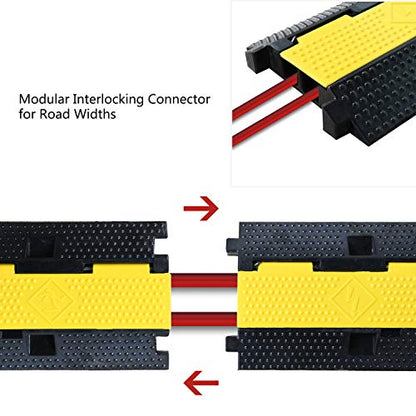 1 Pack Rubber Cable Ramp Hose Cable Protector Ramp 2 Channel 22000Lbs Load Capacity Traffic Speed Bump Wires Power Lines Extension Cord Cover for Indoor Outdoor (22000Lbs-2Channel-1Pack)