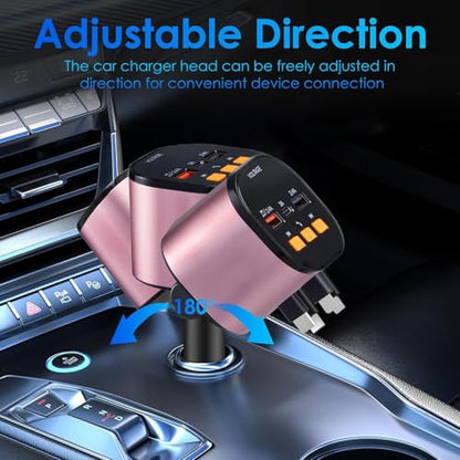 Retractable Car Charger (Pink)