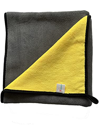 Large Microfiber Drying Towel for Car (36 X 24inches,grey-yellow,1pack)