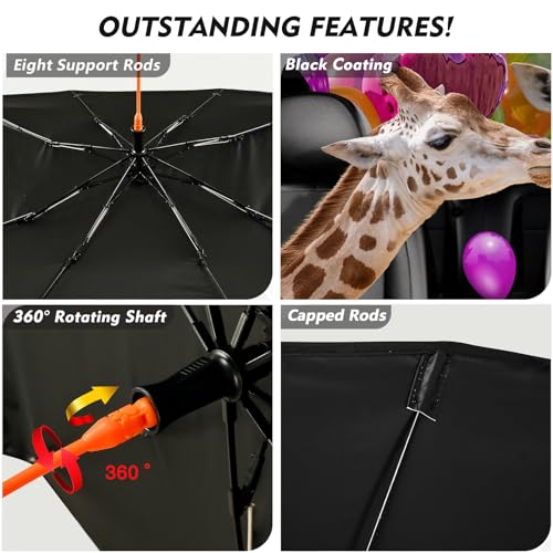 Giraffe Car Windshield Sun Shade Umbrella Car Window Shades Blocks UV Rays Accessories Windshield Umbrella Keeps Vehicle Cool Sun Shade (One Size / Giraffe)