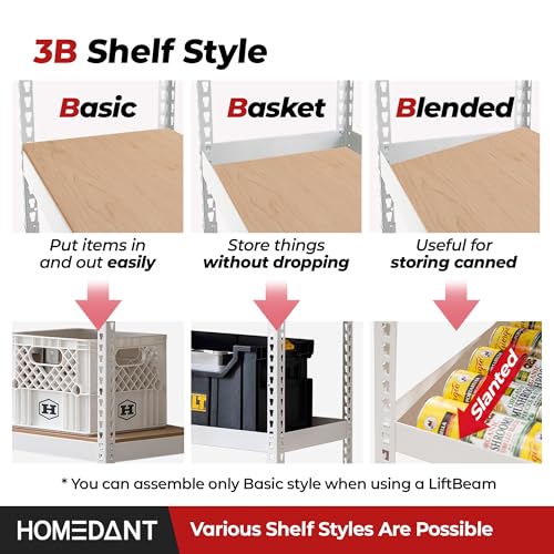 White 47.7" W 5 Tier Storage Shelves Garage Shelving Unit Metal (White / 47.7"W x 18.2"D)