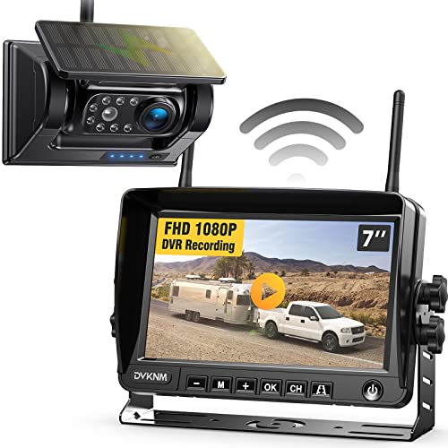 Magnetic Solar Wireless Backup Camera with 7" 1080P IPS DVR Monitor (7 inch - 1 camera)
