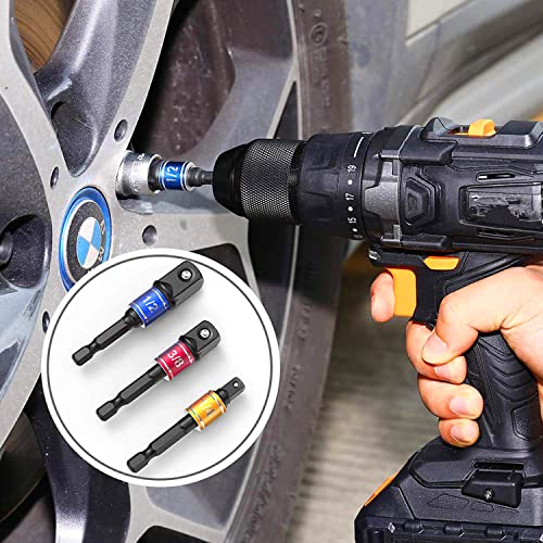 Impact Grade Power Hand Tools Driver Sockets Adapter Extension Set (3black+1silver)