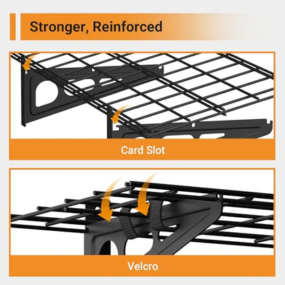 1 Pack 1x4 ft Garage Shelving with 6 Bike Hooks (Black / 1 pack-1x4 ft)