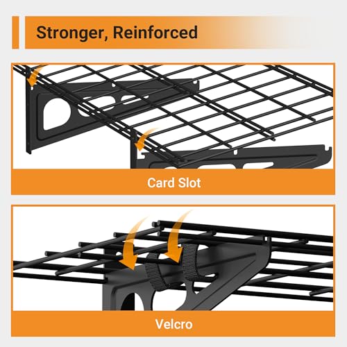 2 Pack 1x3 ft Garage Shelving with 8 Bike Hooks (Black / 2 pack-1x3 ft)