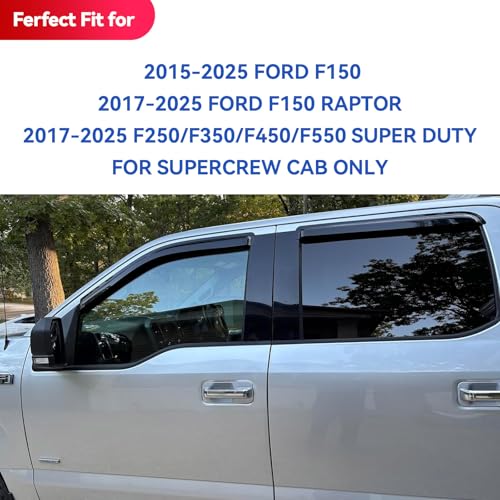 Window Visors Rain Guards for 2015 (2015-2026 f150 SuperCrew)