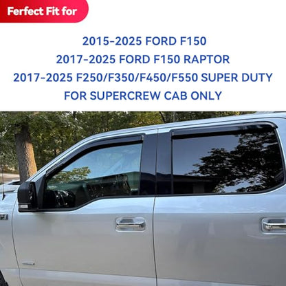 Window Visors Rain Guards for 2015 (2015-2026 f150 SuperCrew)