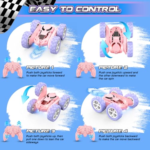 Pink Purple RC Stunt Car for Kids (Purple&pink Pro)