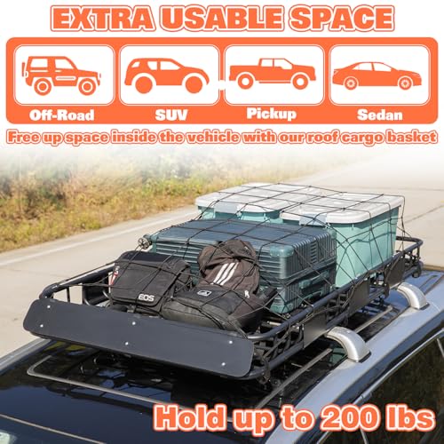 Roof Rack Carrier Basket Universal Rooftop 64" x 39" x 5" Large Size Roof Rack + Waterproof Bag (64" x 39" x 5")