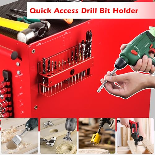 Drill Bit Organizer Heavy Duty (Red Magnetic Drill Bit Holder)