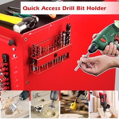 Drill Bit Organizer Heavy Duty (Red Magnetic Drill Bit Holder)