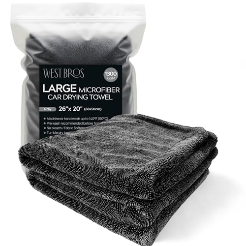 Premium Large Car Drying Towel 20"x26" (Gray)