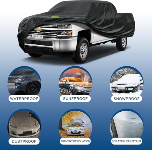 Waterproof Pickup Truck Cover All Weather (Truck XXL up to 250", Max Cab Length 156" / black)