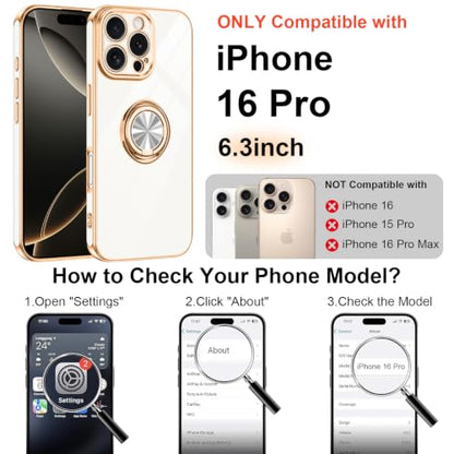 Designed for iPhone 16 Pro Case with Ring Stand Slim White (White / 6.3'' iPhone 16 Pro)