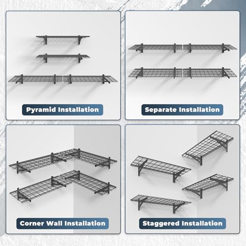 4 Pack Garage Shelving Wall Mounted (4 pack-1.5x4ft)