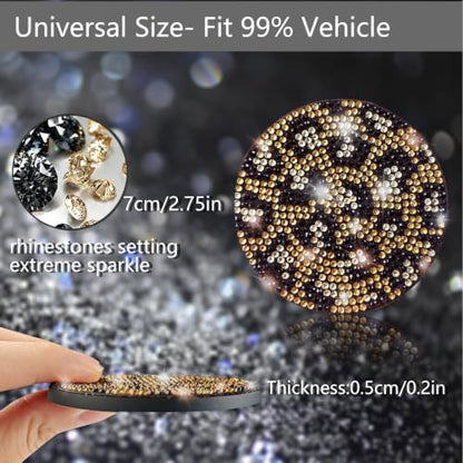 2pcs Bling Leopard Car Coasters (Leopard / 2pcs)