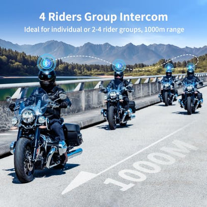 FX4 Pro Motorcycle Bluetooth Intercom Headset with AI Voice Control (FX4 Pro Single Pack)