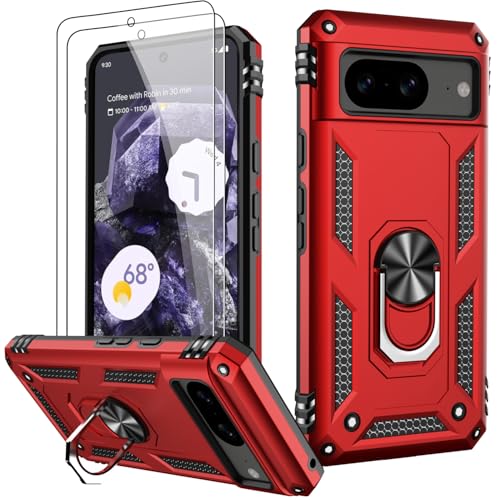 for Google Pixel 8 Case with Screen Protector (Red / Google Pixel 8)
