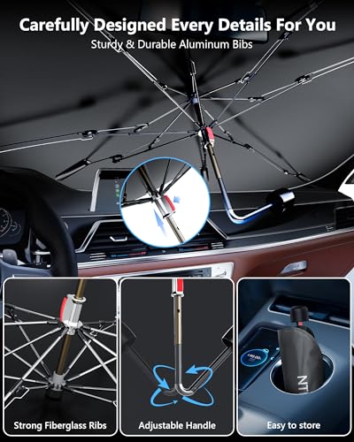 2026 Upgraded] Windshield Sun Shade Umbrella for Car (53 x 29 inches)