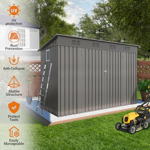 9x4 FT Lean to Shed with Window (Gray / 9x4ft)