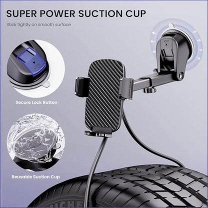 Car Phone Holder Automobile Cell Phone Holder Car Mount for iPhone Universal Car Dashboard Mount Fit All Phones Cell Phone Camera Mounts (Black-F)