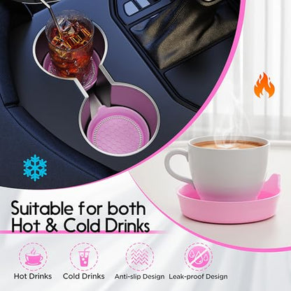 4 Pack Car Cup Holder Coaster Bling Crystal Rhinestone Car Interior (Pink / 4 Pack)