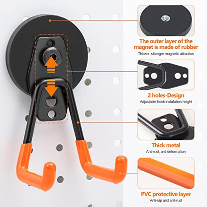 4Pcs Strong Magnetic Hook (2 Black+2 Orange)
