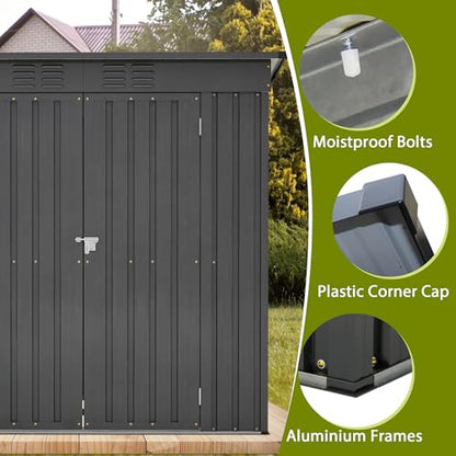 Outdoor Storage Shed (6x4 Ft-without window / Black)
