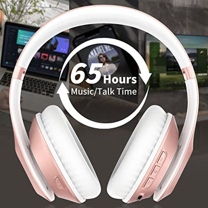 Wireless Bluetooth Headphones Over Ear V6.0 HiFi Stereo with Mic (Rose Gold)