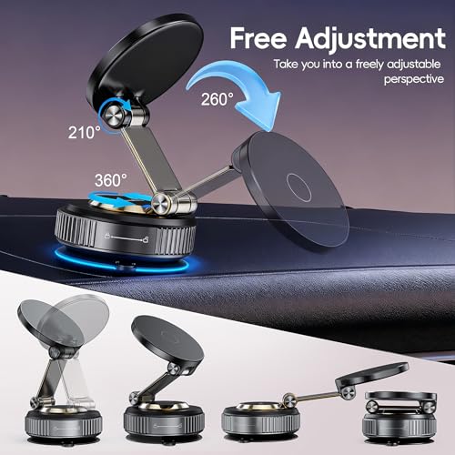 Magnetic Phone Holder for Car 2026 Heavy Duty Model 360° Adjustable Vacuum Suction Car Magsafe Phone Mount Cell Phone Holders for Your Car for iPhone 16 Pro Max 15 14 13 12 Plus