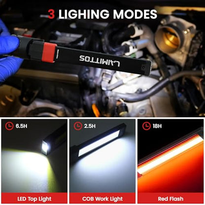 Rechargeable Work Light 2500mAh Magnetic LED Work Light Flashlight Mechanic Light Tool for Men Him (600 Lumens + 600 Lumens)