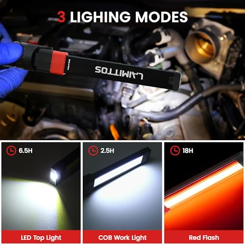 Rechargeable Work Light 2500mAh Magnetic LED Work Light Flashlight Mechanic Light Tool for Men Him (600 Lumens - 4 Pcs)