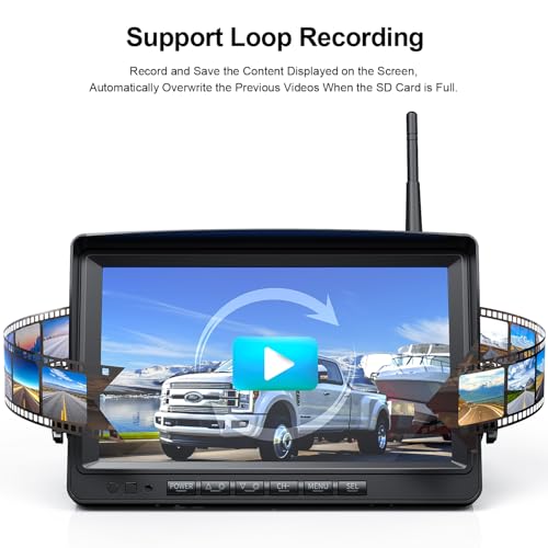 HD 1080P 9" Wireless RV Dual Backup Camera System with Recording (Black / 9 inches)