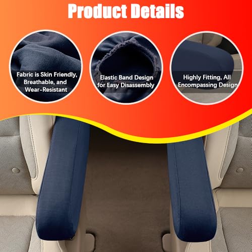 2PC Car Front Seat Armrest Covers (Navy Blue-2PC)