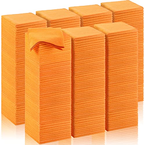 200 Pcs Microfiber Cleaning Cloth 16x16 Inch Microfiber Towels for Car Ultra Absorbent Cleaning Rags Reusable Lint Free Streak Free Detailing Towel for Car Washing Drying Dusting (Orange)