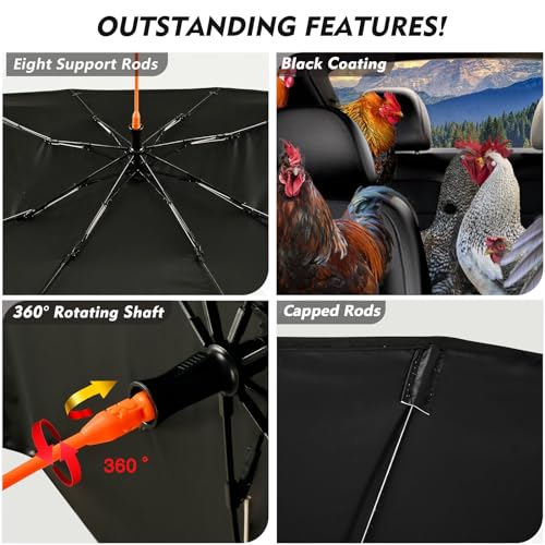 Funny Rooster Car Windshield Sun Shade Umbrella Auto Windshield Umbrella Sun Shades Cover Car Window Shades Blocks UV Rays Car Accessories Windshield Umbrella (One Size / Funny Rooster)