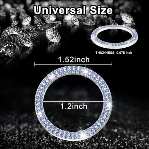 2 PCS Crystal Double Rhinestone Car Engine Start Stop Decoration Ring (Light Blue)