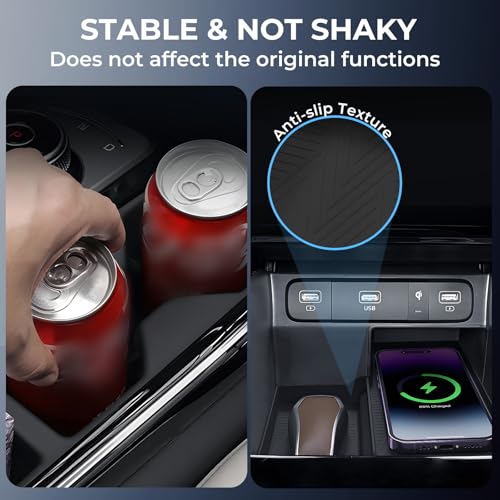 Cup Holder Insert & Wireless Charging Protective Mat for KIA Sorento 2026 2025 2024 2023 2022 2021 (Fits for 2021-2026 Sorento)