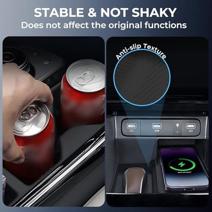 Cup Holder Insert & Wireless Charging Protective Mat for KIA Sorento 2026 2025 2024 2023 2022 2021 (Fits for 2021-2026 Sorento)