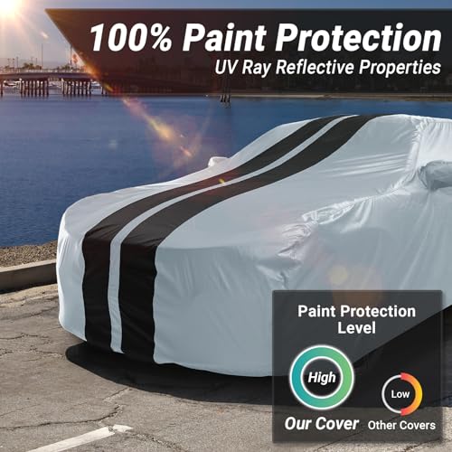 Car Cover Waterproof All Weather for 1990 (59. Lumina Coupe 1990-1994 / Gray / Black (Stripe))