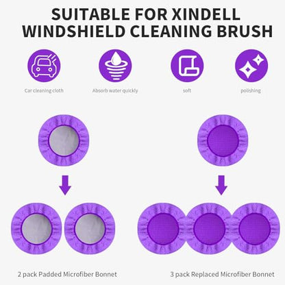XINDELL 5 Pack Windshield Cleaner Microfiber Pads (Violet)