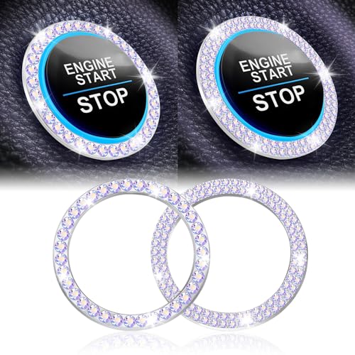 2 PCS Crystal Combinatorial Rhinestone Car Engine Start Decoration Ring (Set Colorful)