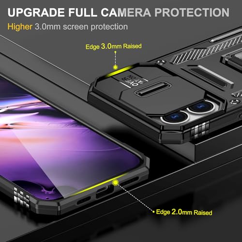 Heavy Duty Phone Case for i Phone 16 Case with Camera Cover Black (iPhone 16 【6.1 inch】 / Black)