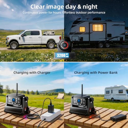 3 Magnetic Wireless Backup Camera with HD 1080P 10" DVR Monitor (10" 3-Cam)