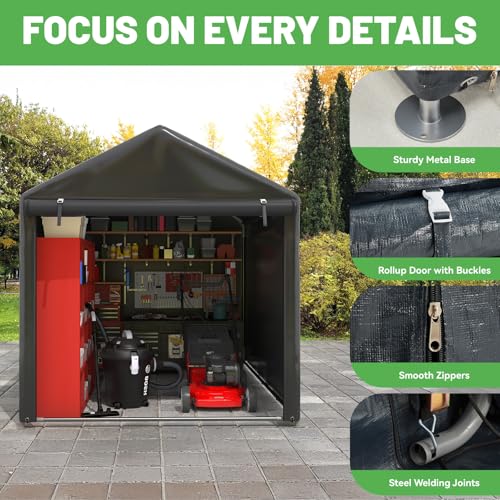 5x7 FT Carport Storage Shed (Gray / 5x7)