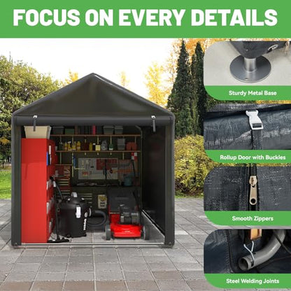 5x7 FT Carport Storage Shed (Gray / 5x7)