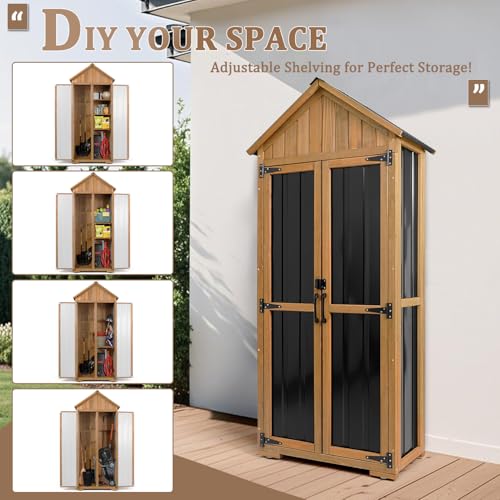 Outdoor Storage Cabinet Waterproof (Black / Standard 28" x 13.3" x 67")